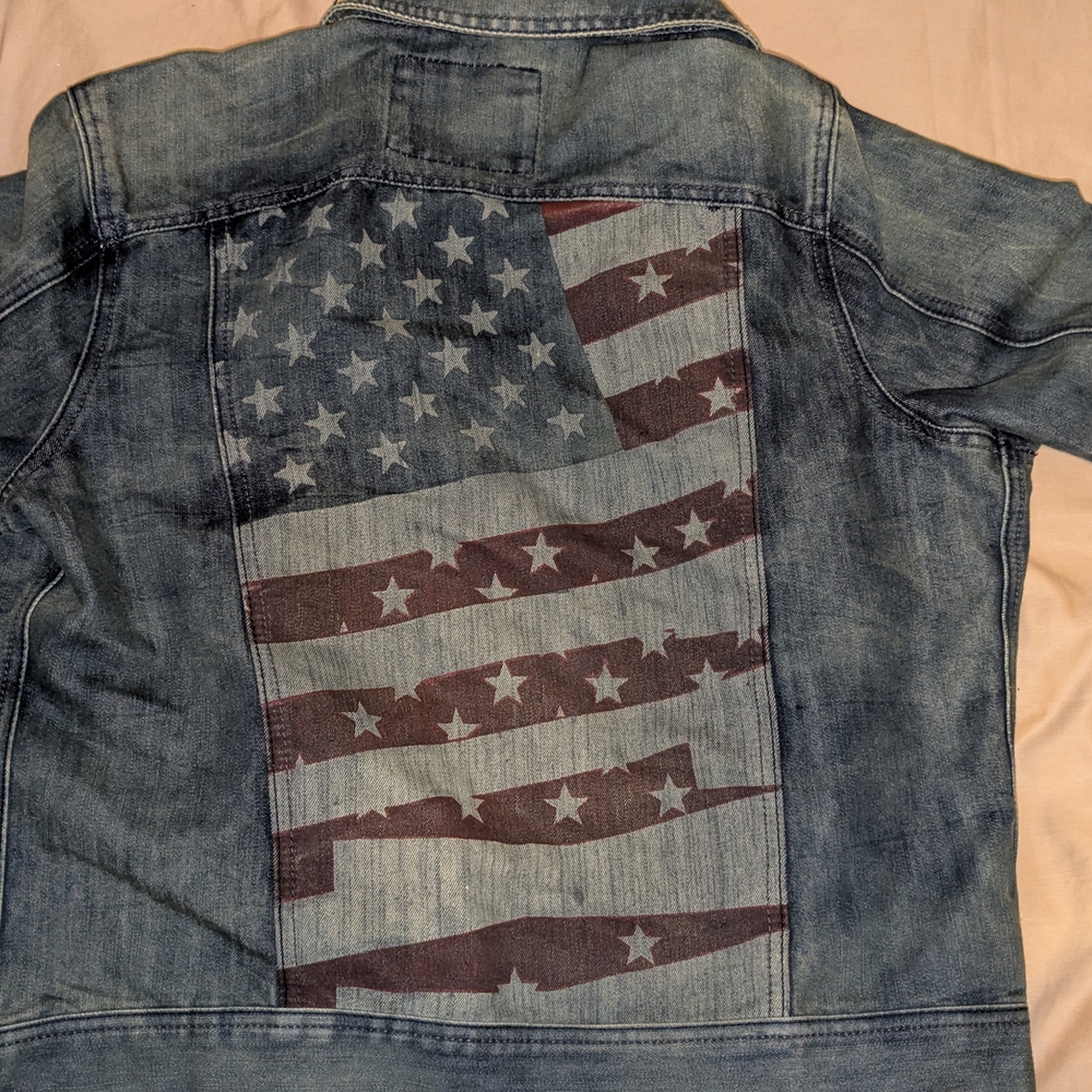 Ring of Fire Denim Jacket with American Flag Design